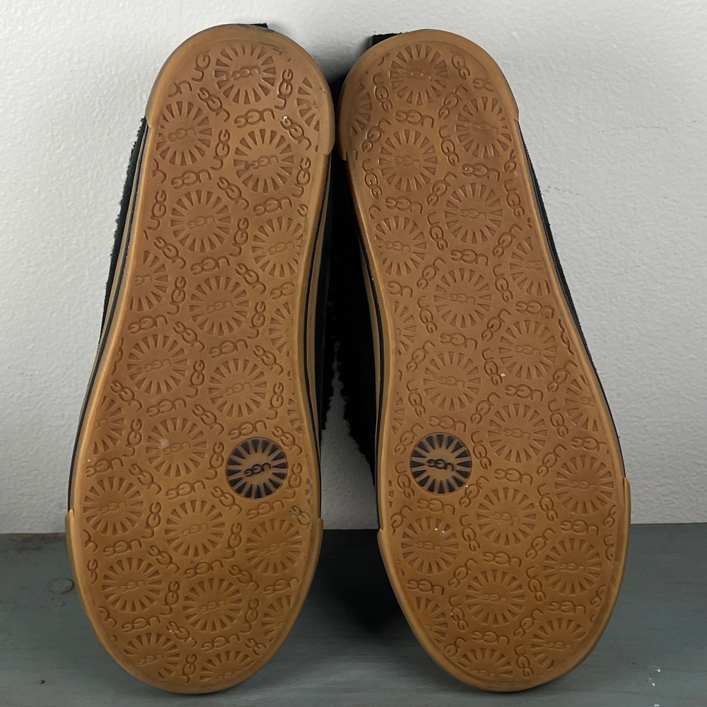 UGG Australia 1871 Black Suede Shearling Lined Slippers Womens 8 Gum Sole Shoes - Picture 3 of 12